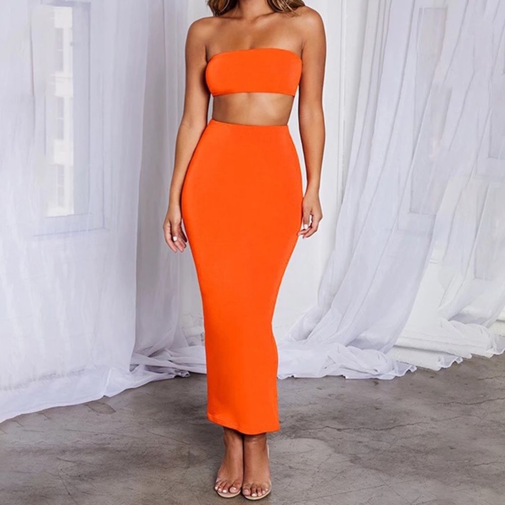 Orange Tube Top & Maxi Set